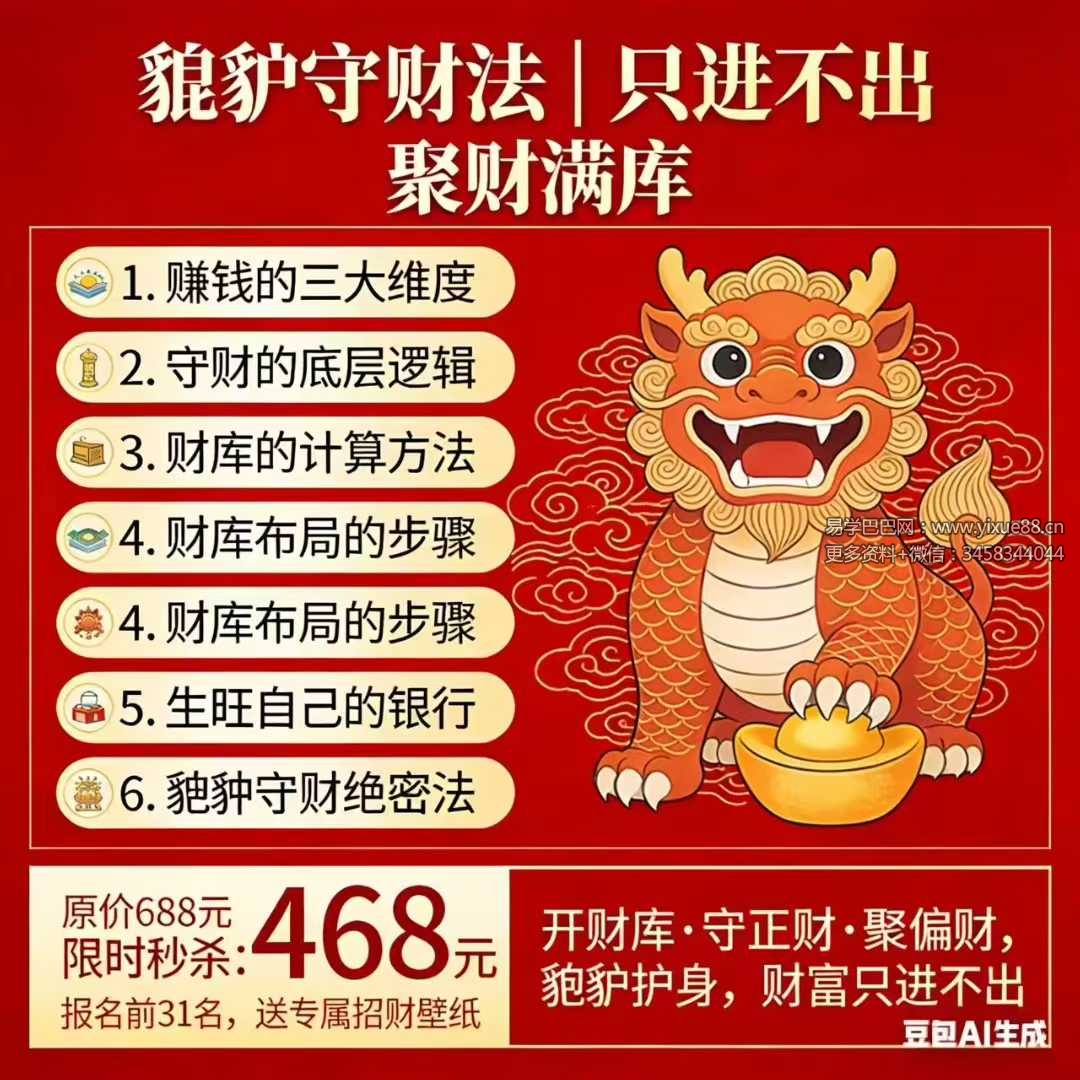司天喜《貔貅守财法》视频+文档